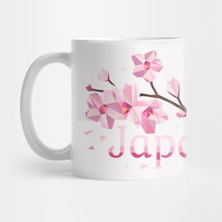 Geometric Japan - Sakura Cherry Blossoms on White Background Mug